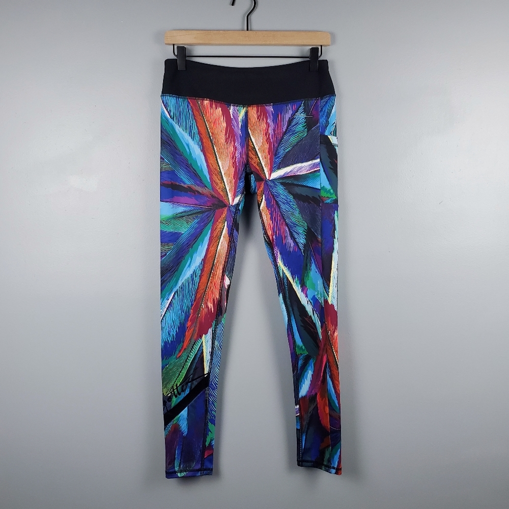 X by Gottex full length abstract leaf print leggings Size M